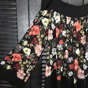 Off-the-Shoulder Sheer Floral Black Top